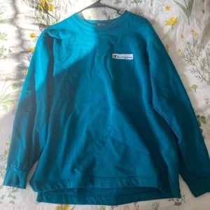 Champion Teal Long sleeved Crewneck Sweatshirt